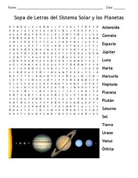 Preview of (Español) Solar System and Planets Word Search in Spanish!