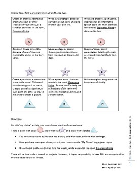 Preview of "Esperanza Rising" Choice Board