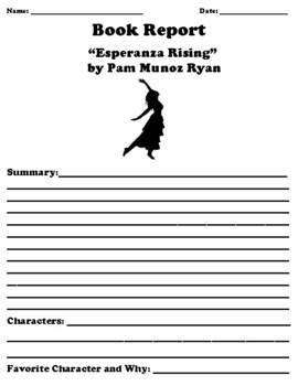 esperanza rising book report ideas