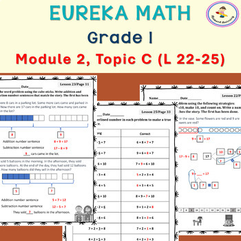 Preview of {Eureka Math-Engage NY}: Grade 1, Module 2 (Topic C Lessons 22-25) worksheets