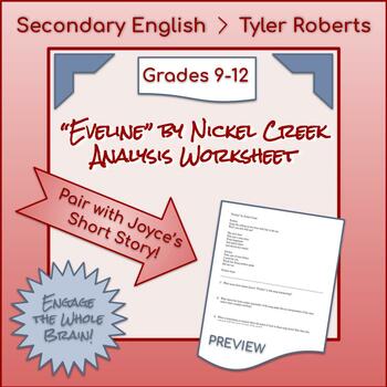 Preview of "Eveline" by Nickel Creek Analysis Worksheet: Pair with James Joyce's story!