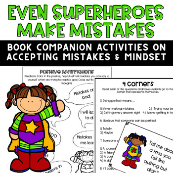 Preview of Even Superheroes Make Mistakes: activity on accepting mistakes & growth mindset