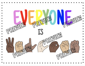 Preview of "Everyone is Welcome" ASL Sign Poster Classroom Decor - Deaf Education