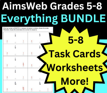 Preview of 'Everything AimsWeb' RTI Bundle! 5-8 Worksheets, Task Cards, + Daily Warm-Ups!