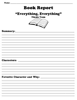 book report on everything everything
