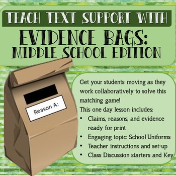 Preview of “Evidence Bags” Middle School Edition Textual Support Hook/Review
