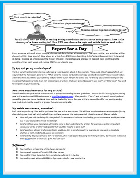 Preview of "Expert for a Day" - Student-led Informational Text study