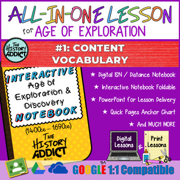 Preview of ⭐Exploration Era Vocabulary Lesson Interactive Notebook & Distance Learning Set⭐