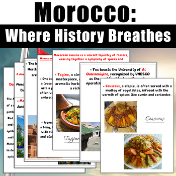 Preview of "Exploring Morocco:  Culture, Attire, Cuisine, and Historic Landmarks"