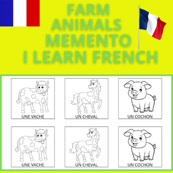 Preview of ✨FARM ANIMALS MEMENTO - I LEARN FRENCH - GAME FOR KIDS - MEMORY - REFLECTION #1✨