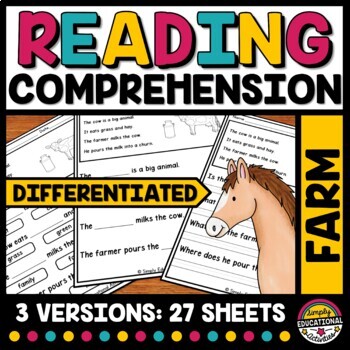 Preview of KINDERGARTEN READING COMPREHENSION PASSAGES QUESTIONS WITH MULTIPLE CHOICE 1ST
