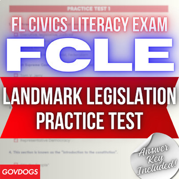 Preview of (FCLE) LEGISLATION PRACTICE TEST | FLORIDA CIVIC LITERACY EXAM STUDY GUIDE