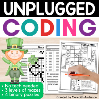 Preview of Unplugged Coding for St. Patrick's Day STEM Activity