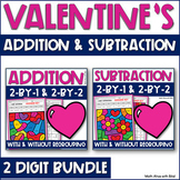 Valentine's Color by Code Coloring Pages Addition & Subtra
