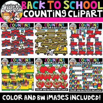 Preview of Back to School Counting Clipart Bundle {School Clipart}