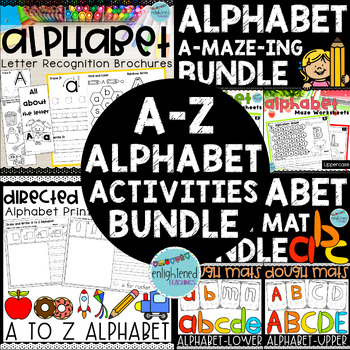 Preview of Alphabet Activities BUNDLE Letter Tracing, A-Z Directed Drawing, Letter Dough