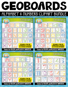 Preview of Alphabet Letters & Numbers Geoboards Clipart Mega Bundle