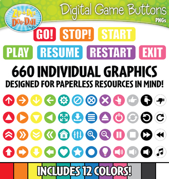 Preview of Digital Game Icon Buttons Directional Labels Clipart {Zip-A-Dee-Doo-Dah Designs}