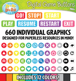 Digital Game Icon Buttons Directional Labels Clipart {Zip-