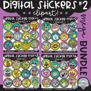 Preview of Digital Stickers Clipart MEGA Bundle #2!