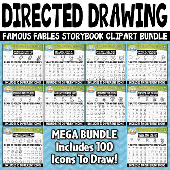 Preview of (FLASH DEAL) Famous Fables Storybook Directed Drawing Clipart Mega Bundle