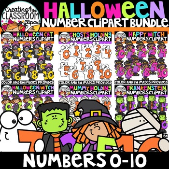 Preview of Halloween Number Clipart Bundle {Halloween Clipart}