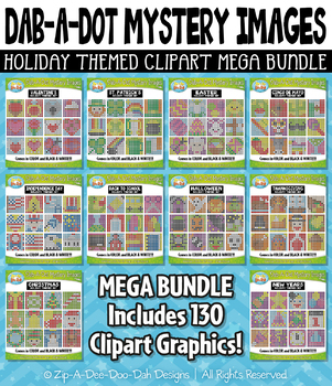 Preview of Holiday Dab-A-Dot Mystery Images Clipart Mega Bundle {Zip-A-Dee-Doo-Dah Designs}