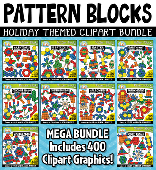 Preview of Holiday Puzzle Pattern Blocks Clipart Mega Bundle {Zip-A-Dee-Doo-Dah Designs}