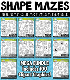 Holiday Shaped Mazes Clipart Mega Bundle