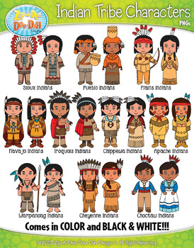 Preview of Native American Tribe Characters Clipart Bundle {Zip-A-Dee-Doo-Dah Designs}