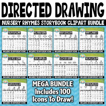 Preview of (FLASH DEAL) Nursery Rhymes Storybook Directed Drawing Clipart Mega Bundle