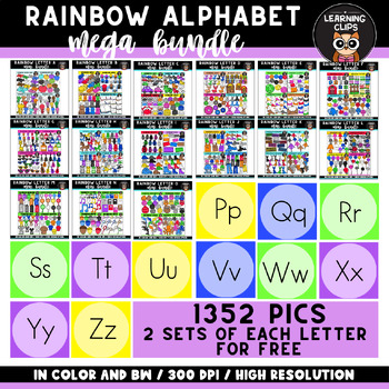 *FLASH DEAL* Rainbow Alphabet MEGA BUNDLE Clipart {Learning Clips Clipart}