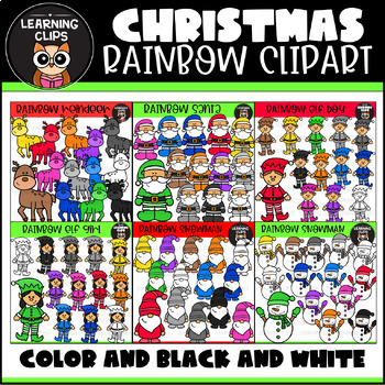 Preview of Rainbow Christmas Clipart Bundle