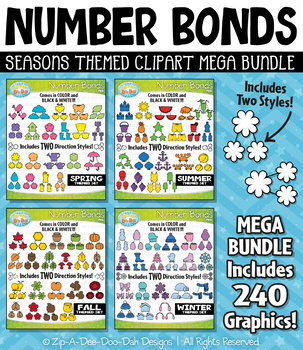 Preview of Seasons Number Bonds Clipart Mega Bundle — Includes 240 Graphics