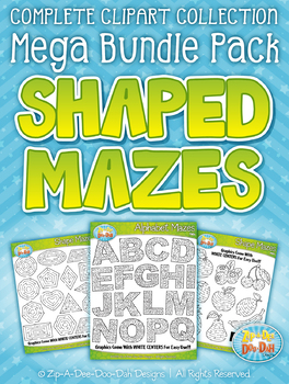 Preview of Shaped Mazes Clipart Mega Bundle {Zip-A-Dee-Doo-Dah Designs}