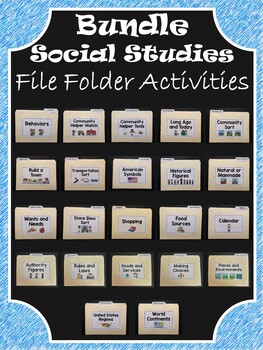 Preview of Social Studies File Folder Activities ~ BUNDLE