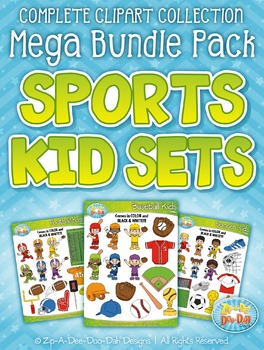 Preview of Sports Kid Characters Clipart Mega Bundle {Zip-A-Dee-Doo-Dah Designs}