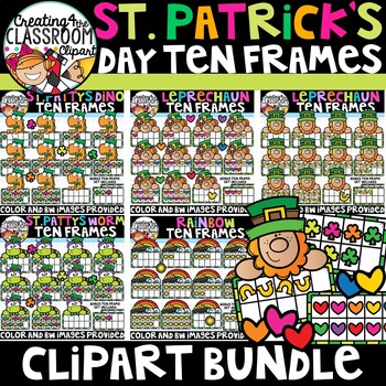 Preview of St. Patrick's Day Ten Frames Clipart Bundle