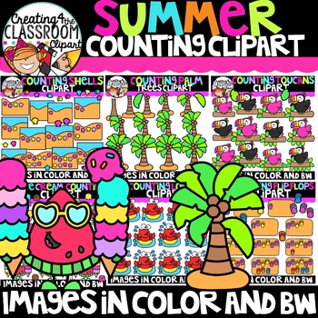 Preview of Summer Counting Clipart Bundle {Summer Clipart}