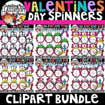 Preview of Valentine's Day Spinners Clipart Bundle
