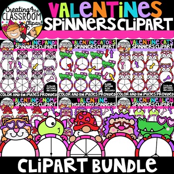 Preview of Valentines Spinners Clipart Bundle | Math, Valentines, Clipart |
