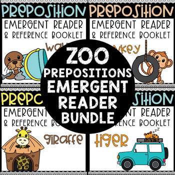 Preview of Zoo Prepositions Emergent Reader BUNDLE Zoo Positional Words