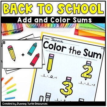 Preview of Add and Color Back to School Kindergarten Addition Count the Room