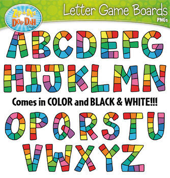 Preview of {$1 FLASH DEAL} Alphabet Game Board Letters Clipart {Zip-A-Dee-Doo-Dah Designs}
