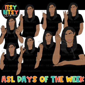 Preview of ASL Clipart -  Days of the Week American Sign Language Clipart 