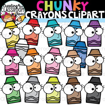 Chunky Crayons Clipart {Creating4 the Classroom}