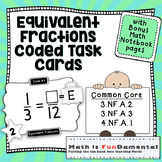 Equivalent Fractions Task Cards with Fun Coded Answer Document