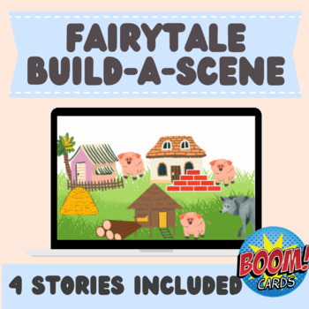 Preview of [FREEBIE] Fairytale Build-a-Scene/ Barrier Game (BOOM CARDS)