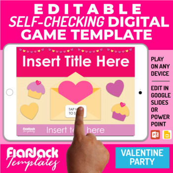 Preview of Editable Self-Checking Google Slides PPT Game Template | Valentine Party