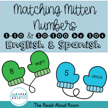 Preview of Matching Mitten Numbers Game & Worksheets (English & Spanish)